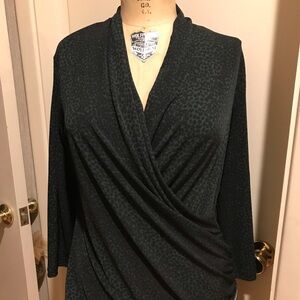 Chaus Green Wrap Front Top L